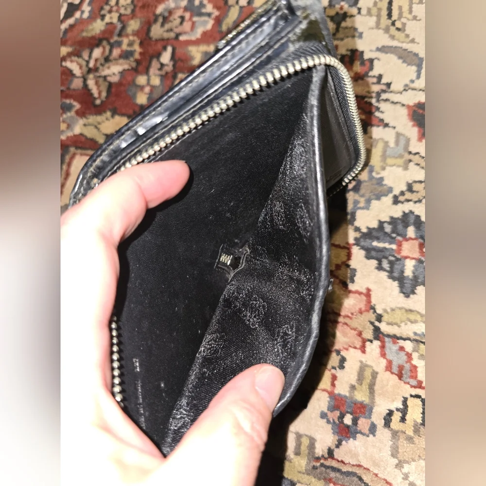 Loewe Black Leather Zip Around Wallet